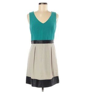 Kensie Color Block Dress, faux leather, L